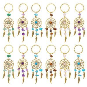 12pcs Dream Catcher Keychain Stone Key Chains Crystal Quartz Gemstone Key🥸